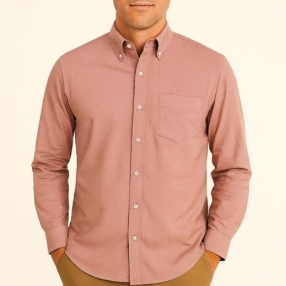 David Taylor Mens Pinpoint Oxford Button Down Shirt Red 16.5 34/35